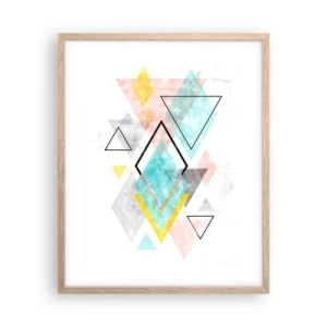 Plakát v rámu světlý dub - Geometrická zábava - 40x50 cm
