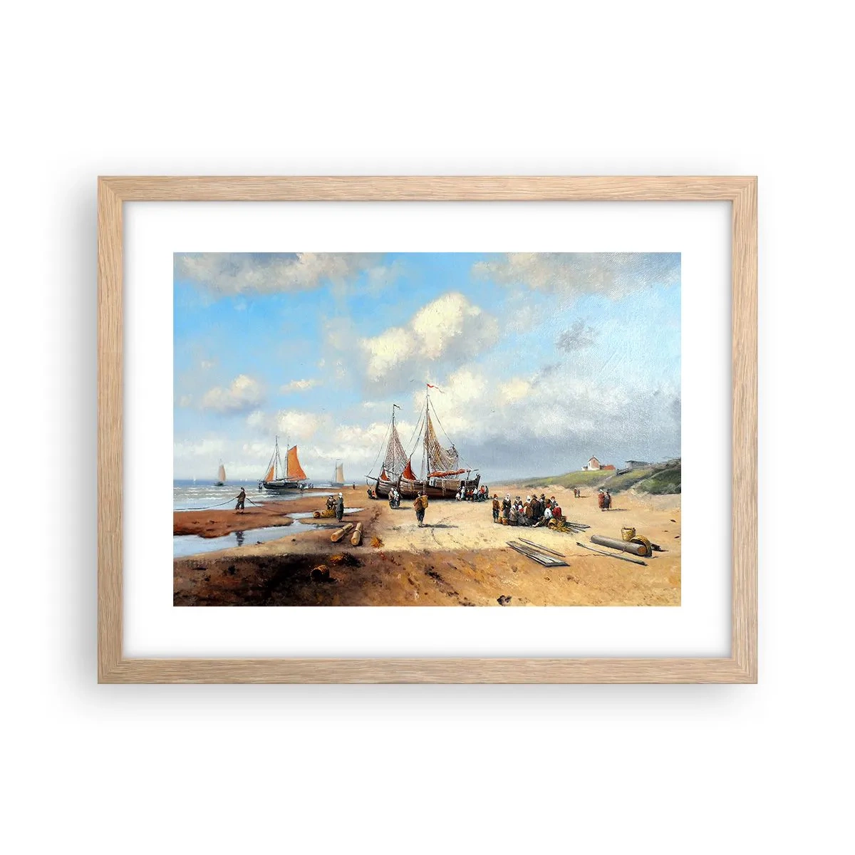 Plakát v rámu světlý dub - Po úspěšném rybolovu - 40x30 cm