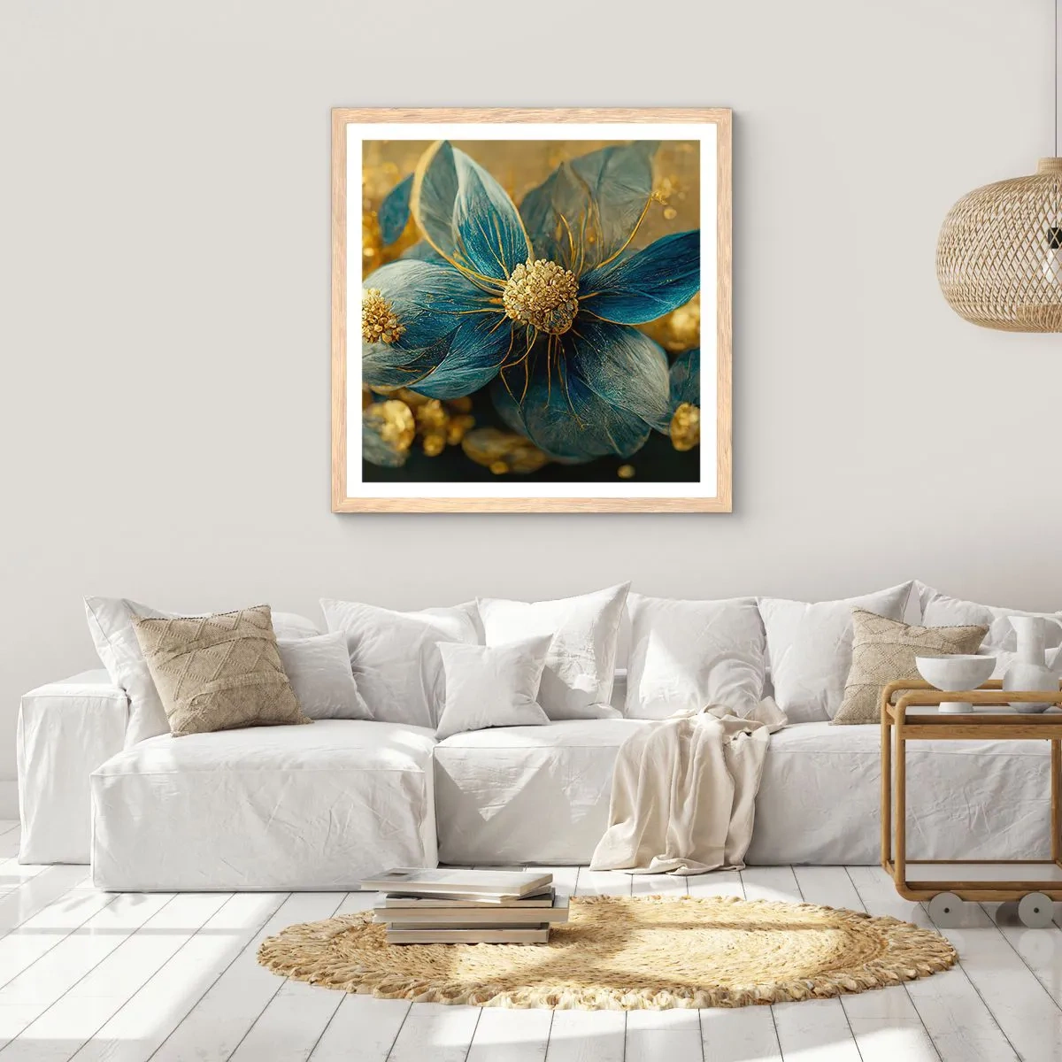 Plakát v rámu světlý dub - Rozkvést zlatem - 60x60 cm