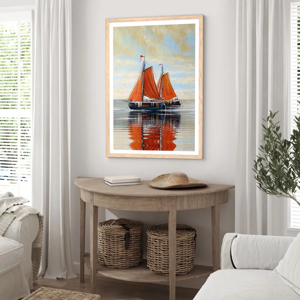 Plakát v rámu světlý dub - Pluj, námořníku… - 40x50 cm