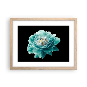 Plakát v rámu světlý dub - Modré a zlaté okvětní lístky - 40x30 cm