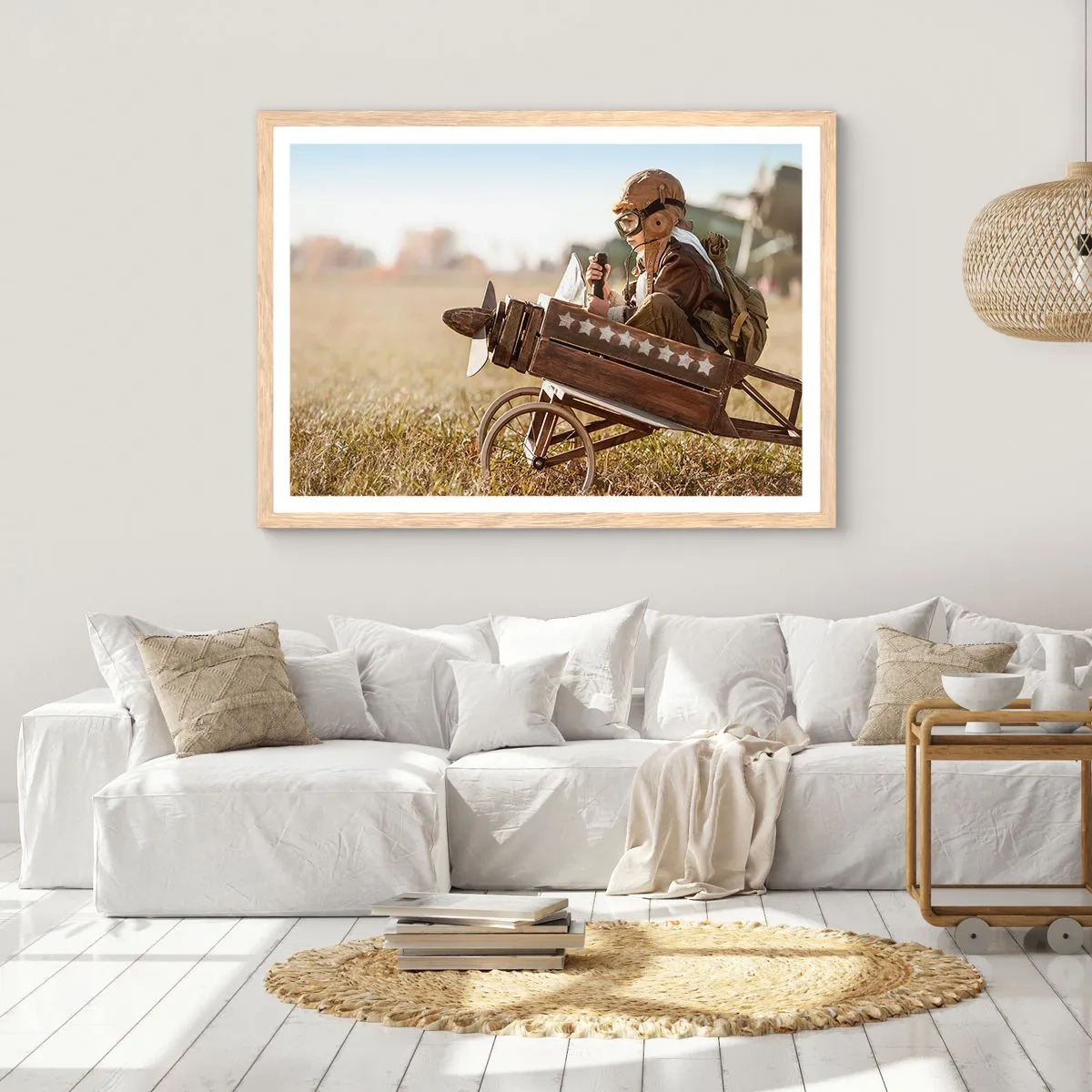 Plakát v rámu světlý dub - Start do snů - 91x61 cm