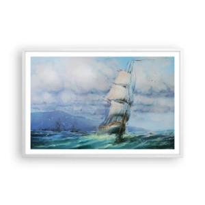 Plakát v bílém rámu - Šťastnou cestu - 91x61 cm