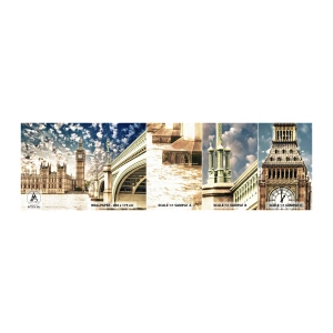 Vzor Fototapety Samolepicí Deluxe Sticker - Peřové oblaky nad Temží - Město, Londýn, Anglie - 100x30 cm