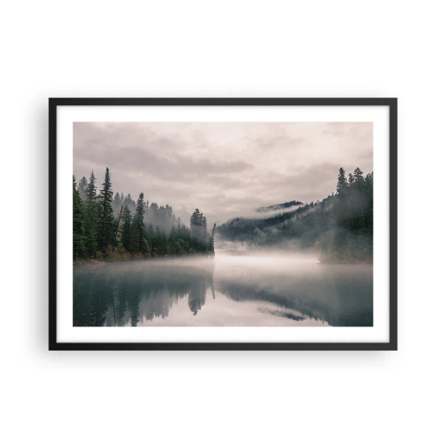 Plakát v černém rámu - V zamyšlení, v mlze - 70x50 cm