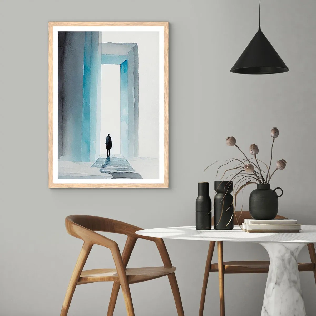 Plakát v rámu světlý dub - Žij bez omezení - 61x91 cm