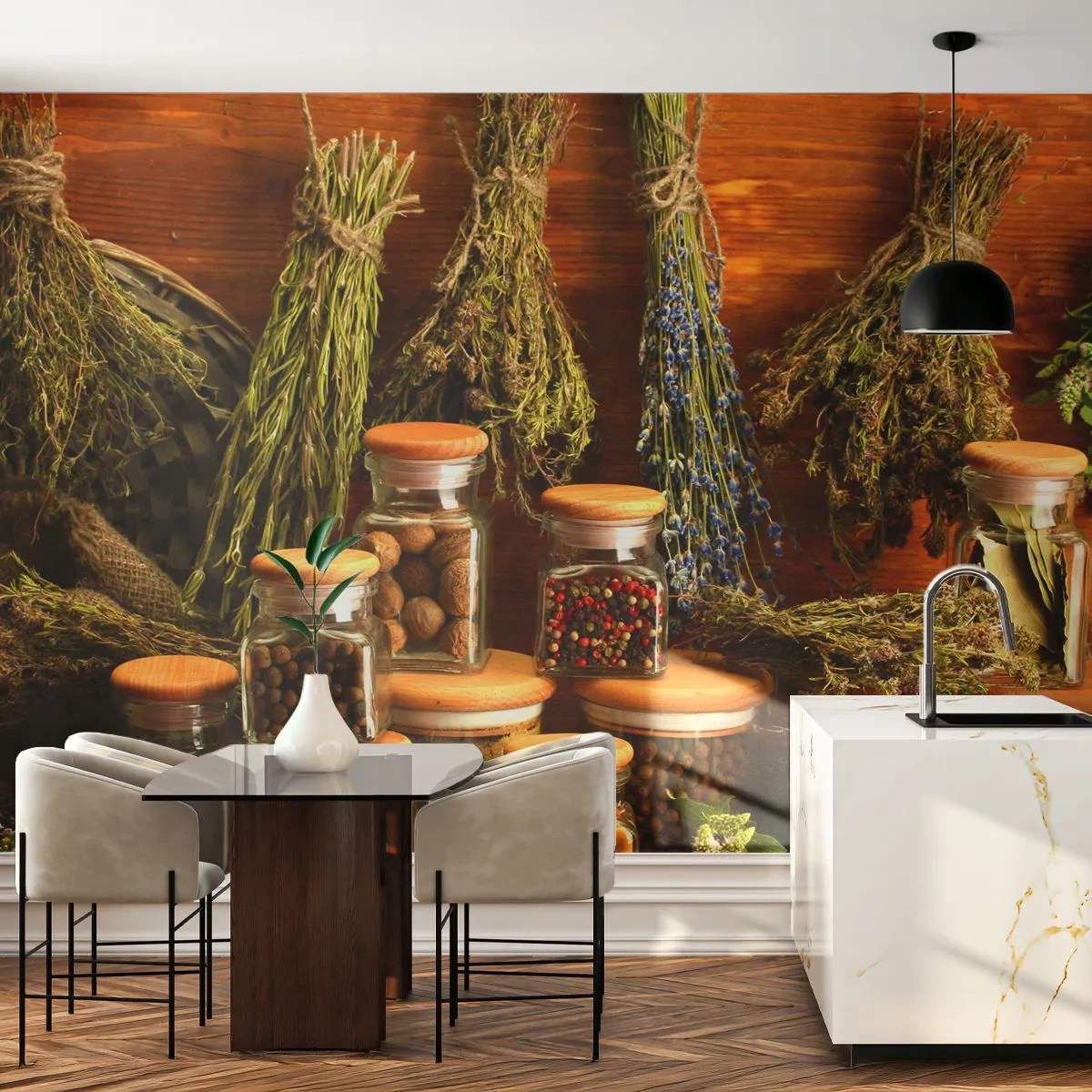 Fototapeta Samolepicí Deluxe Sticker - Kuchyňská kouzla - Gastronomie, Sušené bylinky, Koření - 250x175 cm