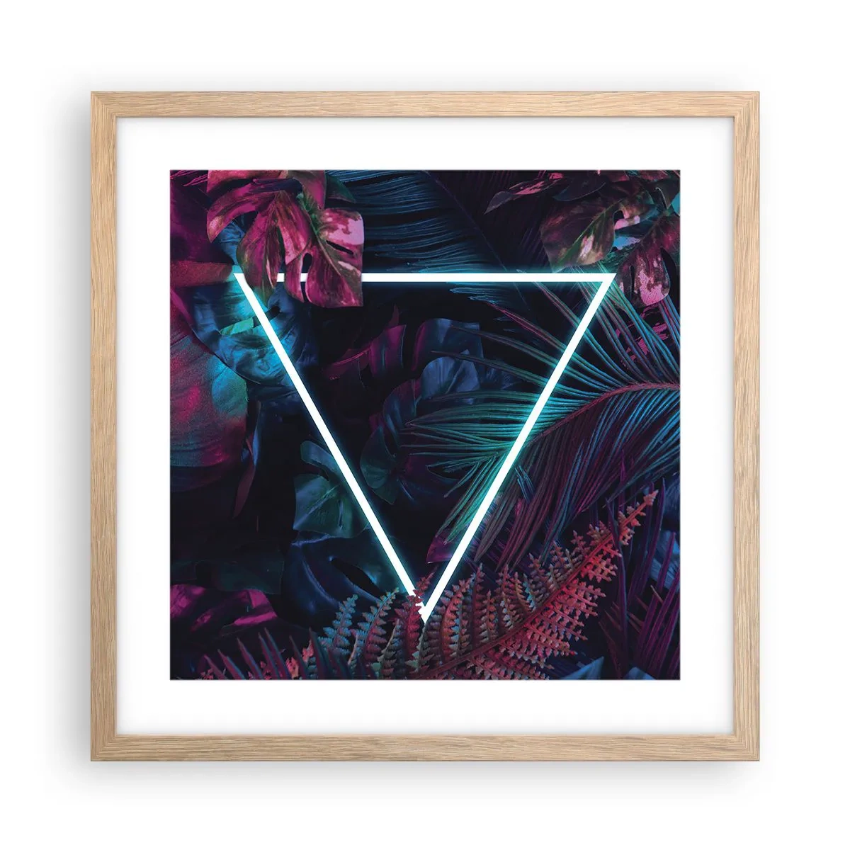 Plakát v rámu světlý dub - Zahrada v disco stylu - 40x40 cm