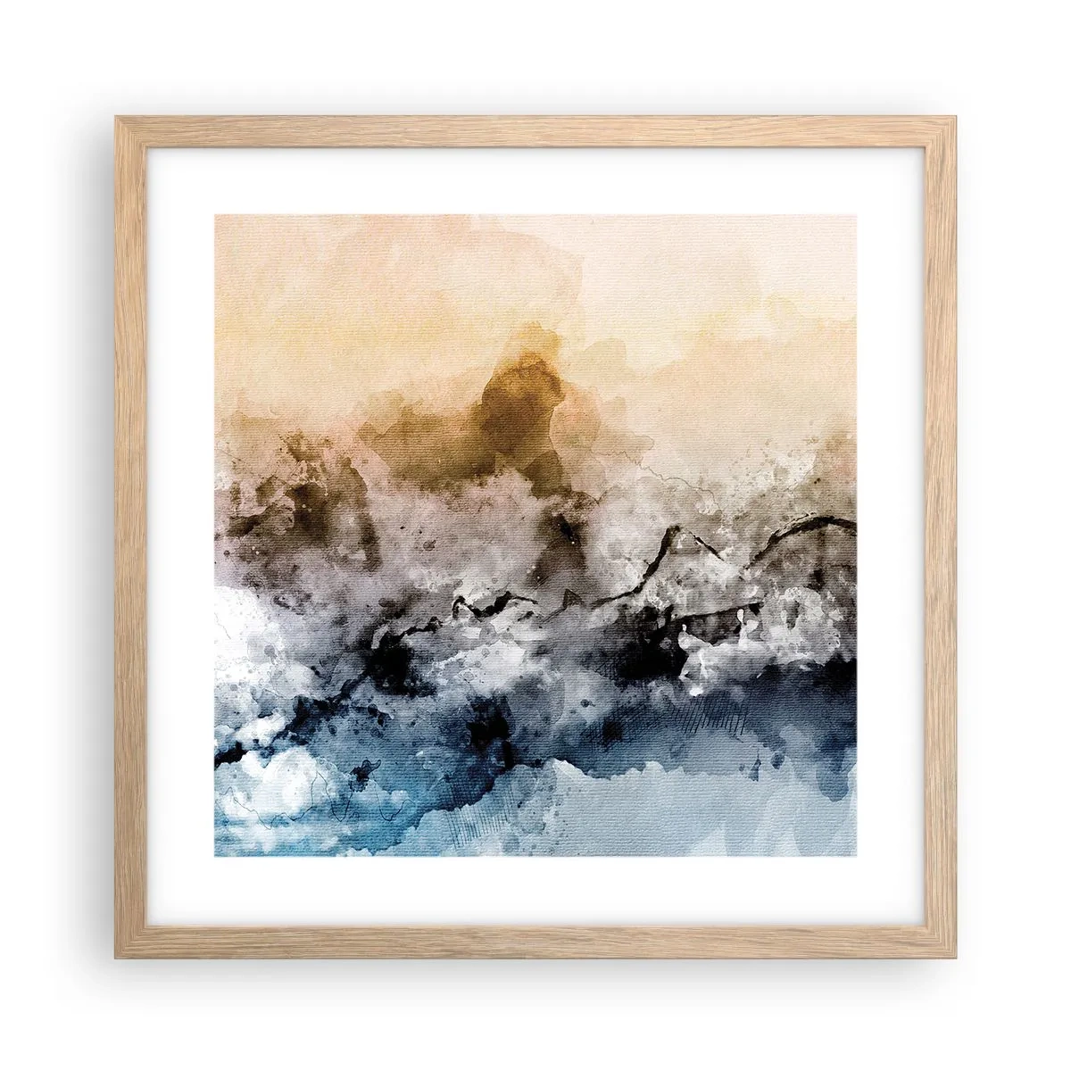 Plakát v rámu světlý dub - Ponořené do mračna mlhy - 40x40 cm