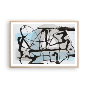 Plakát v rámu světlý dub - Přesto modrá - 91x61 cm