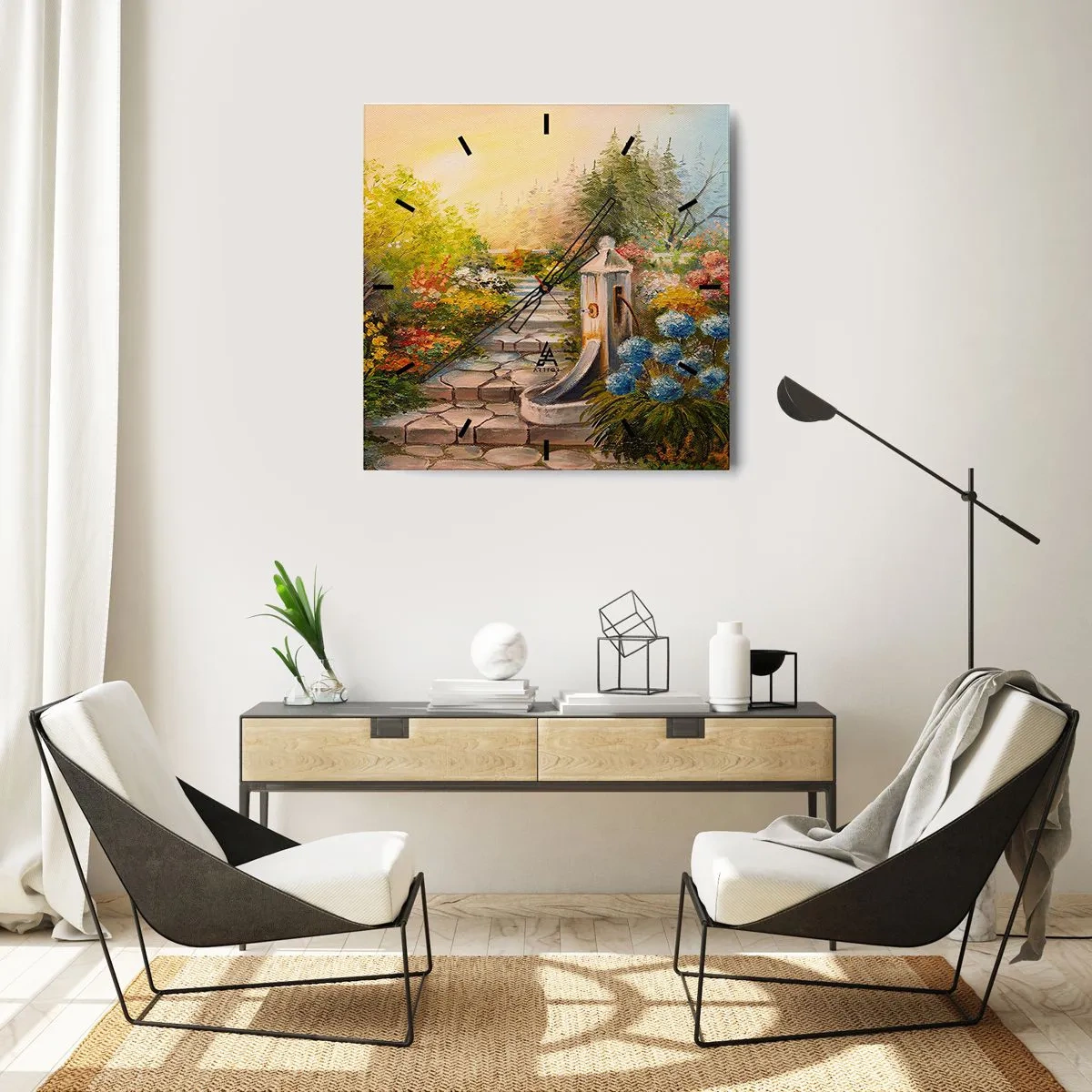 Nástěnné hodiny - V plném rozkvětu - 40x40 cm