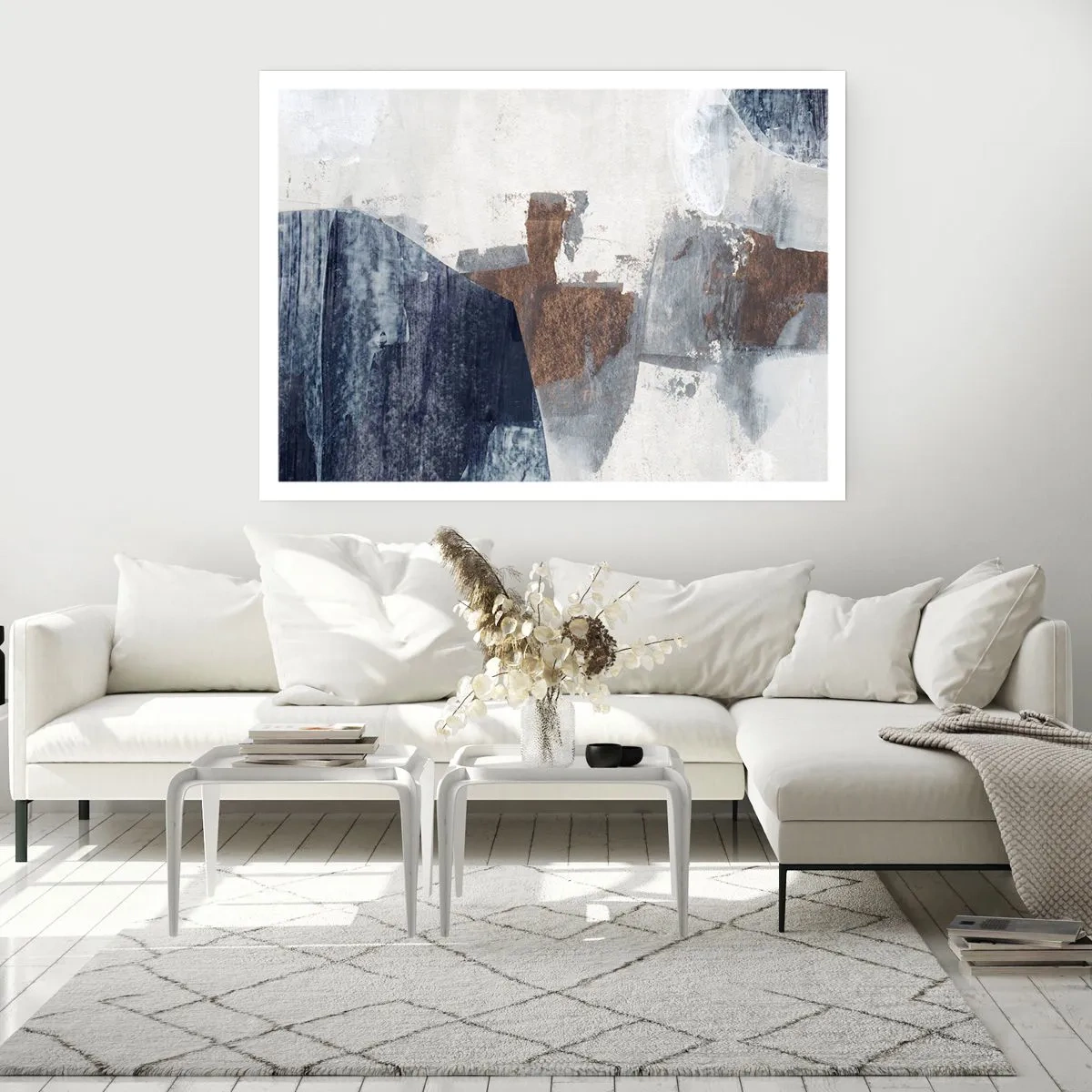 Plakát - Modro-hnědé tvary - 70x50 cm
