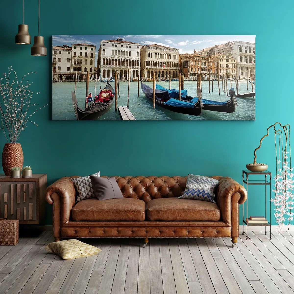 Obraz na plátně - Paláce v modři - 100x40 cm