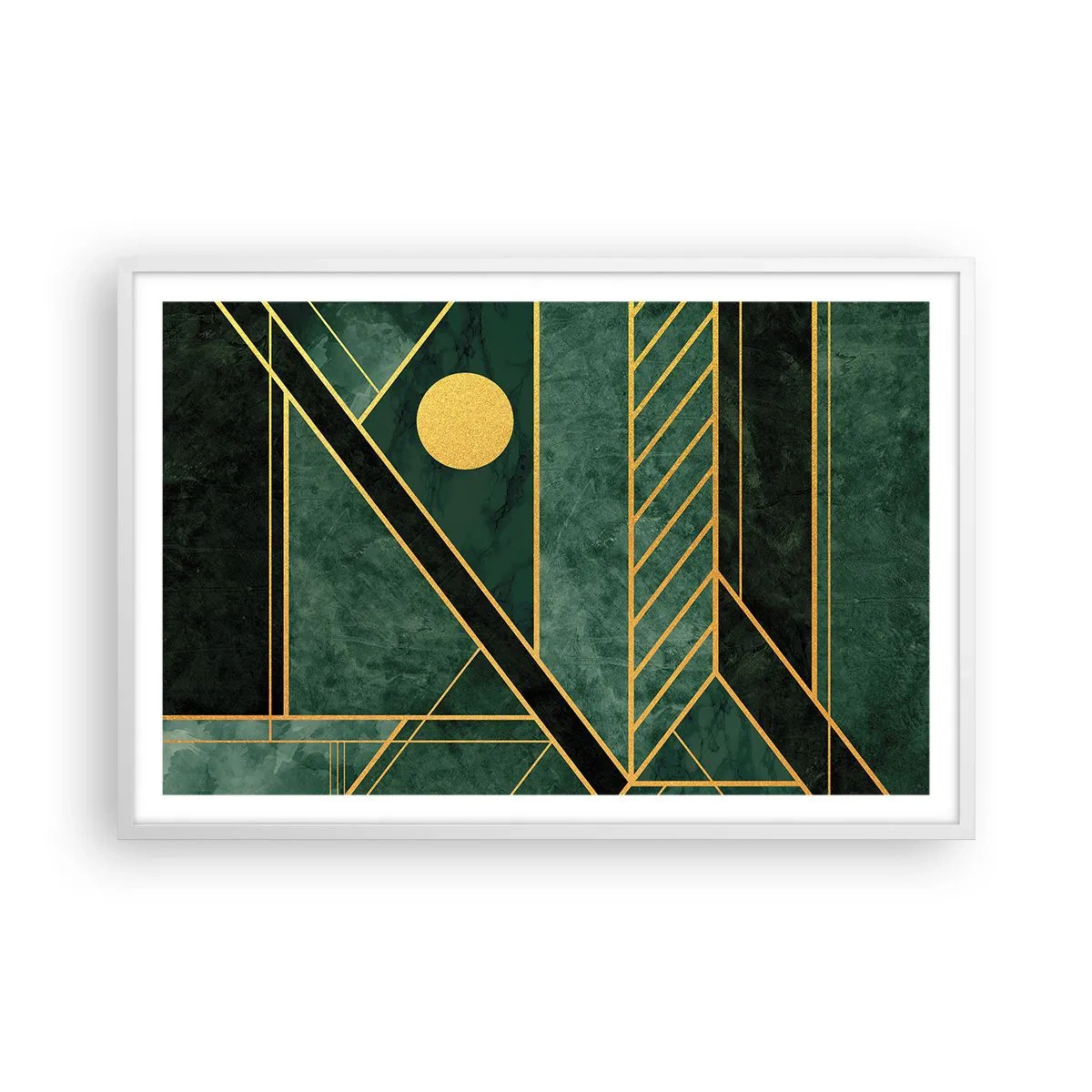 Plakát v bílém rámu - Dynamika zlata a lazuritu - 91x61 cm