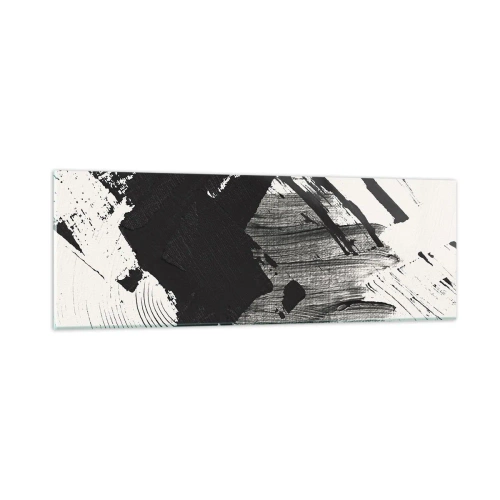 Obraz na skle - Abstrakce – exprese černé - 90x30 cm