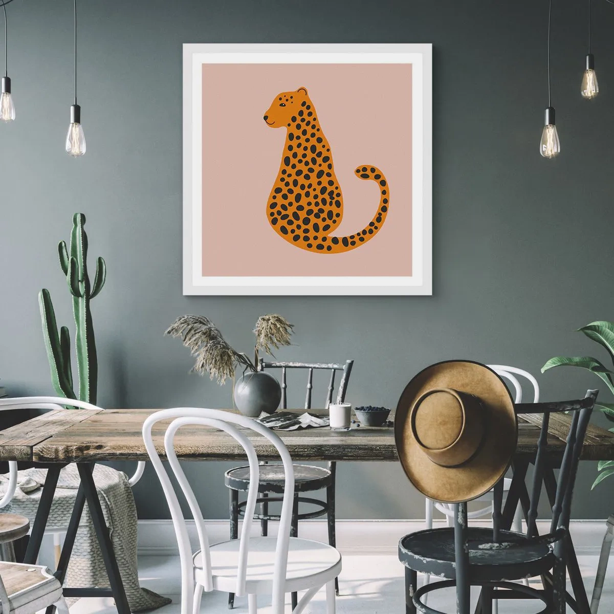 Plakát v bílém rámu - Leopardní vzor je v módě - 40x40 cm