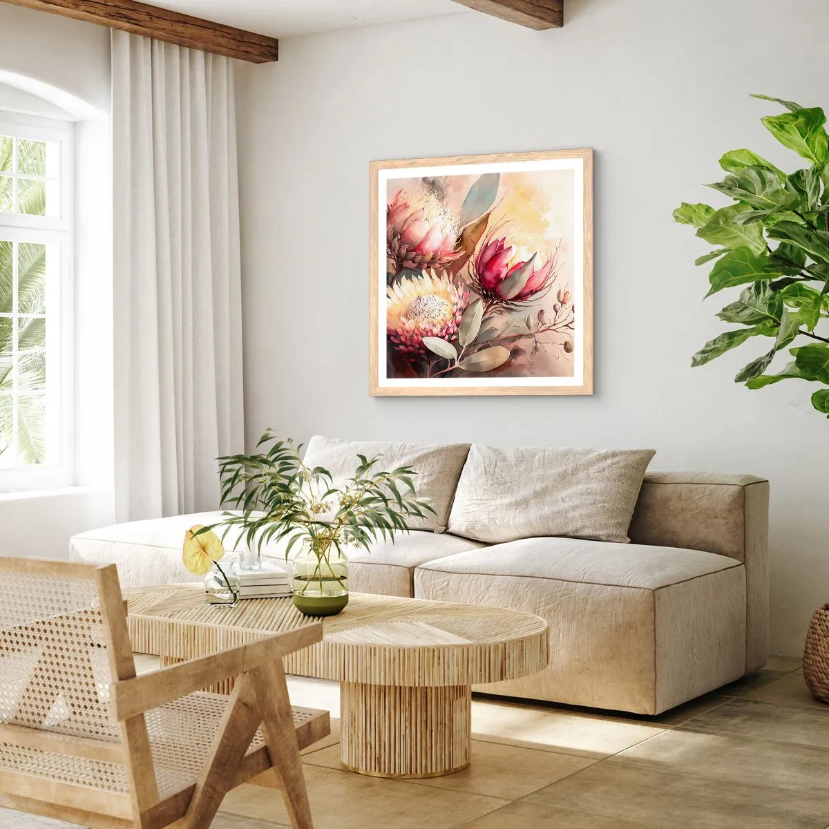 Plakát v rámu světlý dub - Z profilu a en face - 60x60 cm