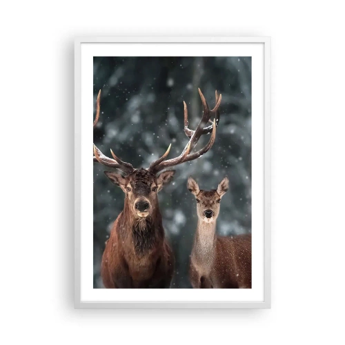 Plakát v bílém rámu - Pán lesa se svou ženou - 50x70 cm