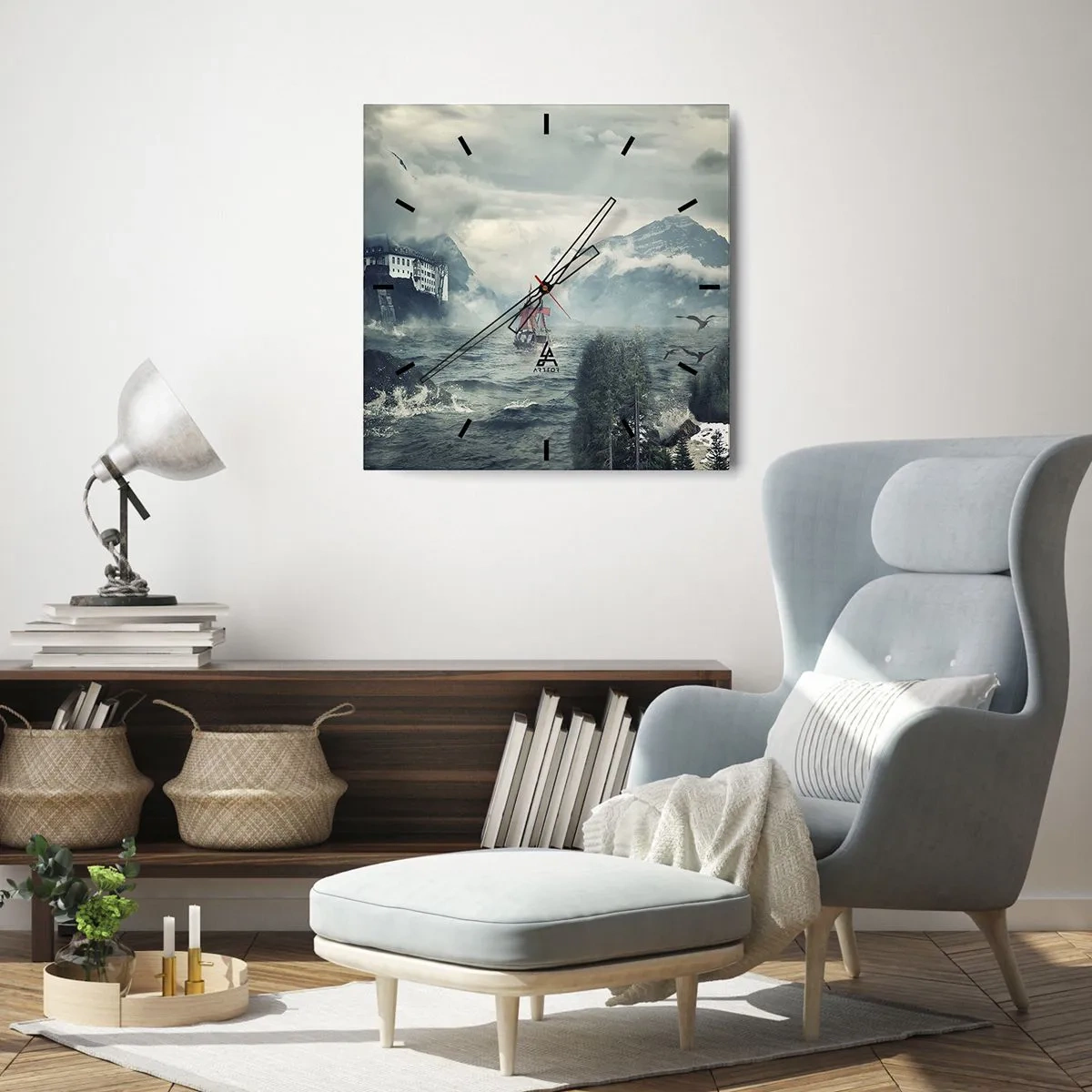 Nástěnné hodiny - V kouzelných vodách - 40x40 cm