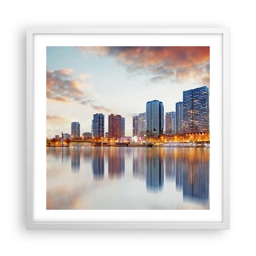 Plakát v bílém rámu - Monumentální klid Paříže - 50x50 cm