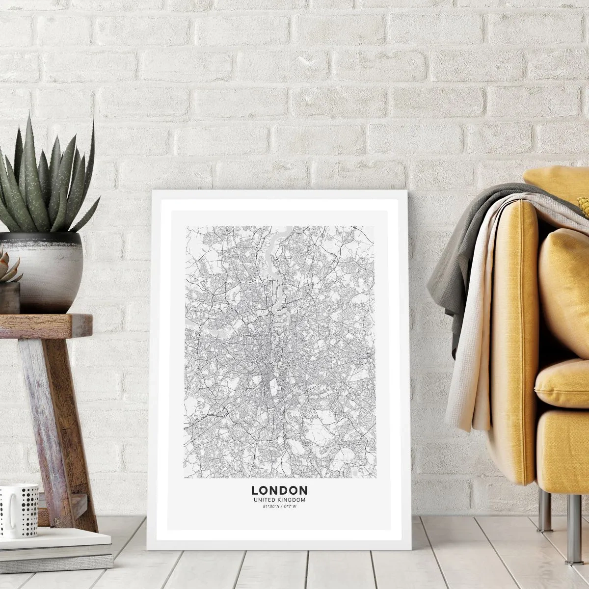 Plakát v bílém rámu - Mapa londýnského labyrintu - 50x70 cm