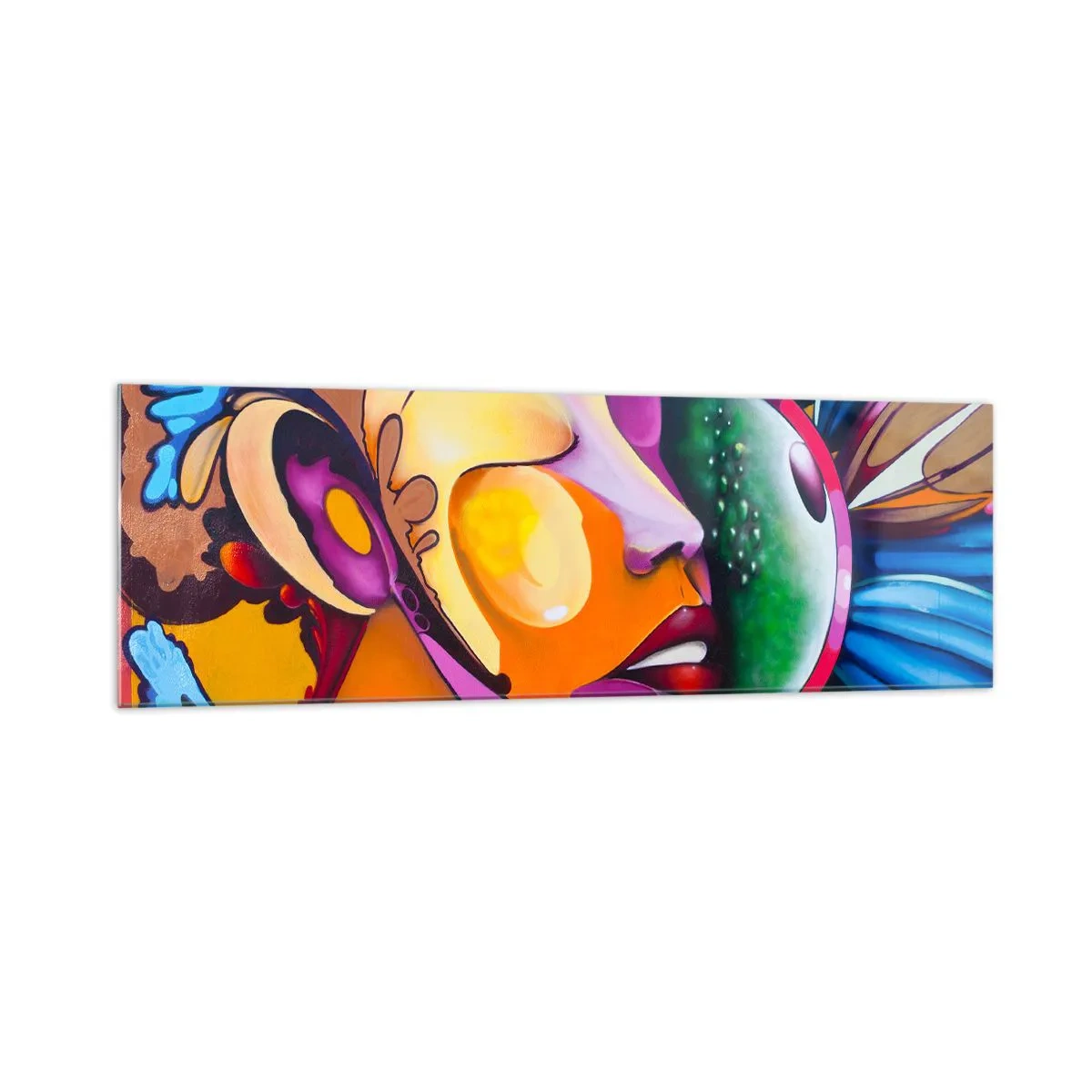 Obraz na skle - Dotknout se barvou - 160x50 cm