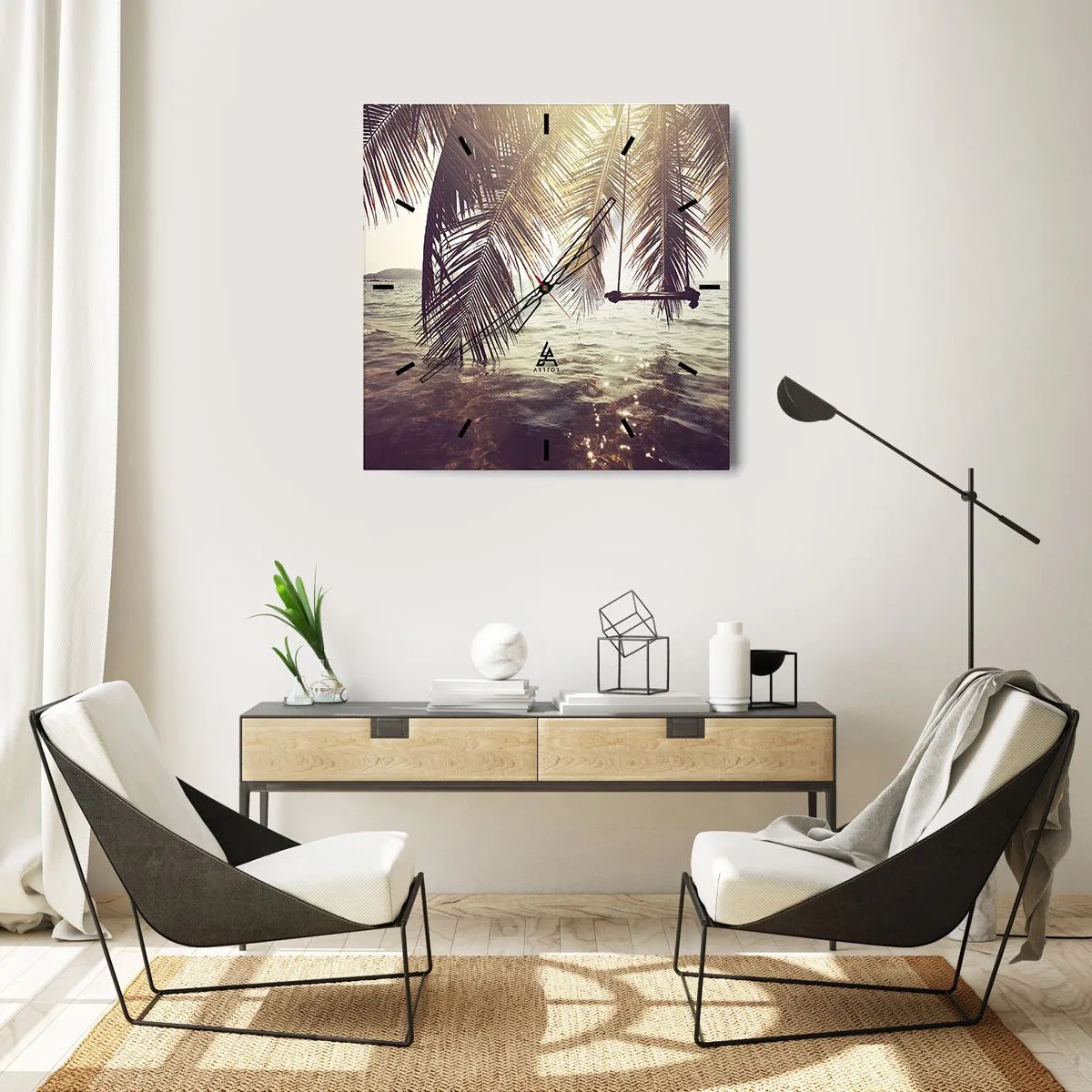 Nástěnné hodiny - Houpat se libovolně v oblacích - 30x30 cm