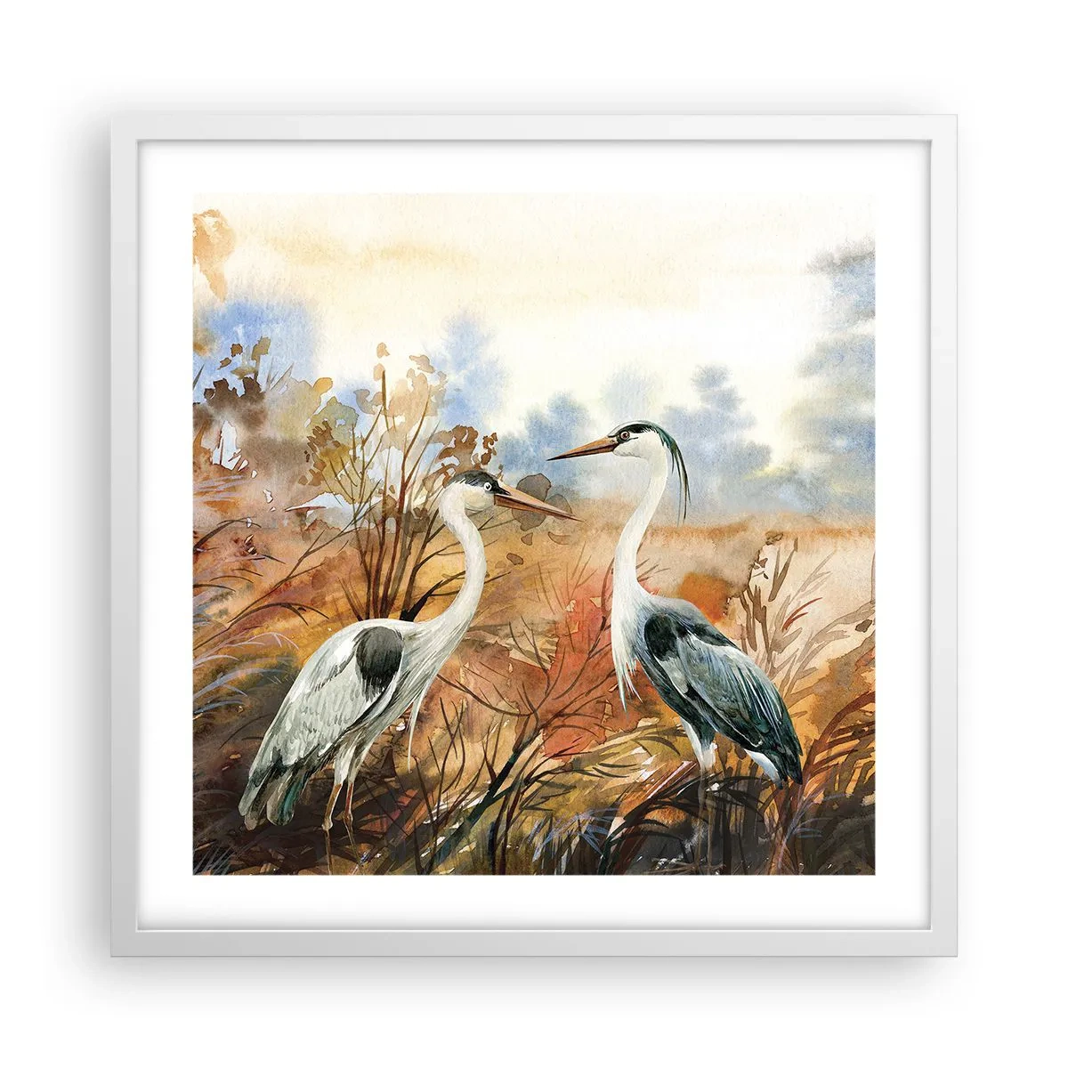 Plakát v bílém rámu - Kam na podzim? - 50x50 cm