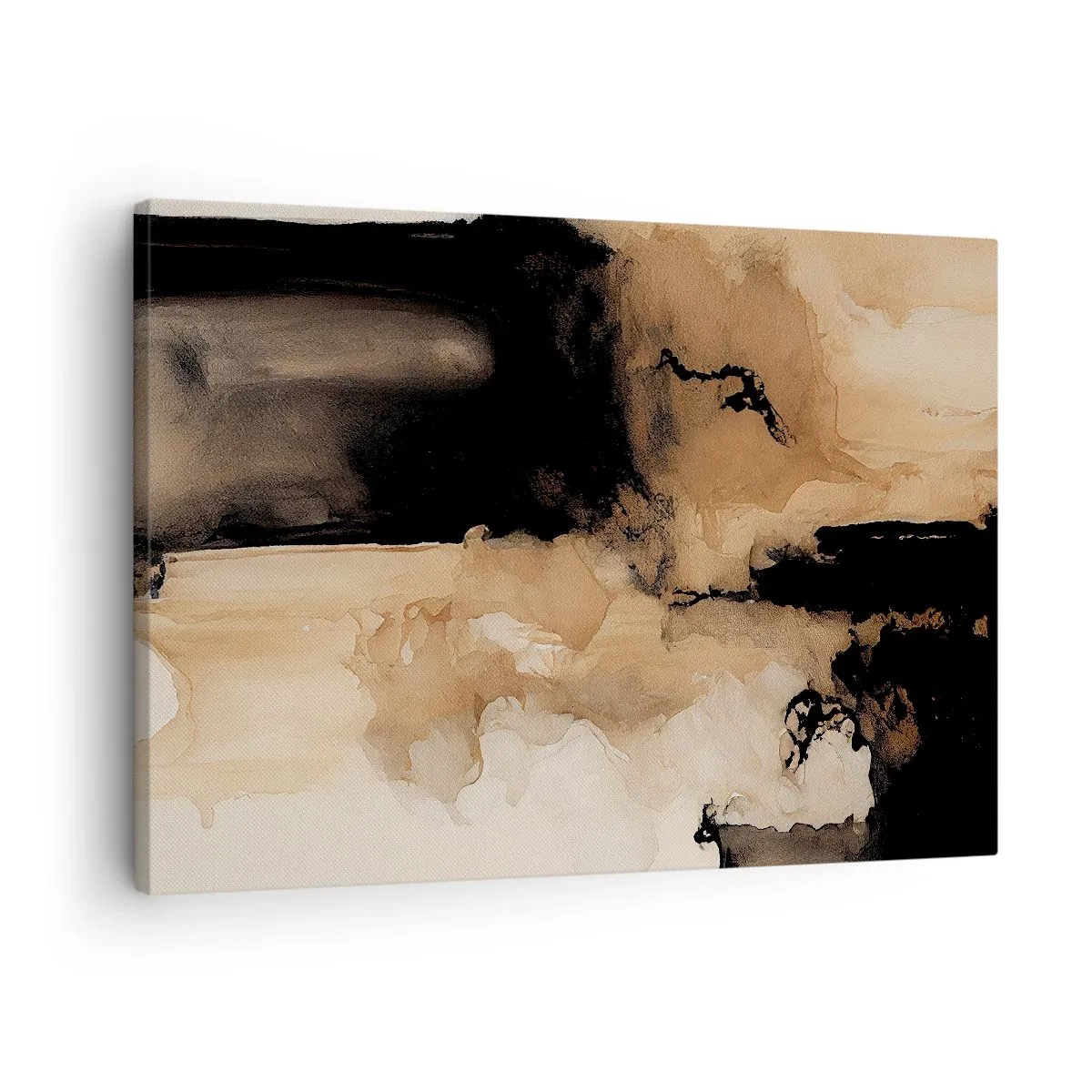 Obraz na plátně - Abstraktní kompozice v odstínech hnědé a černé - 70x50cm - Poutavá abstrakce - Moderní nástěnná dekorace do obývacího pokoje a ložnice ARTTOR