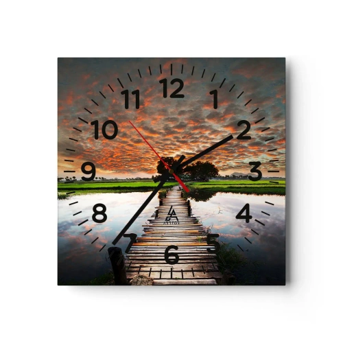 Nástěnné hodiny - Roztáhněte ruce - dýchejte - 30x30 cm