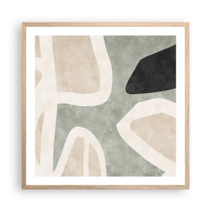 Plakát v rámu světlý dub - Kompozice s černým motivem - 60x60 cm