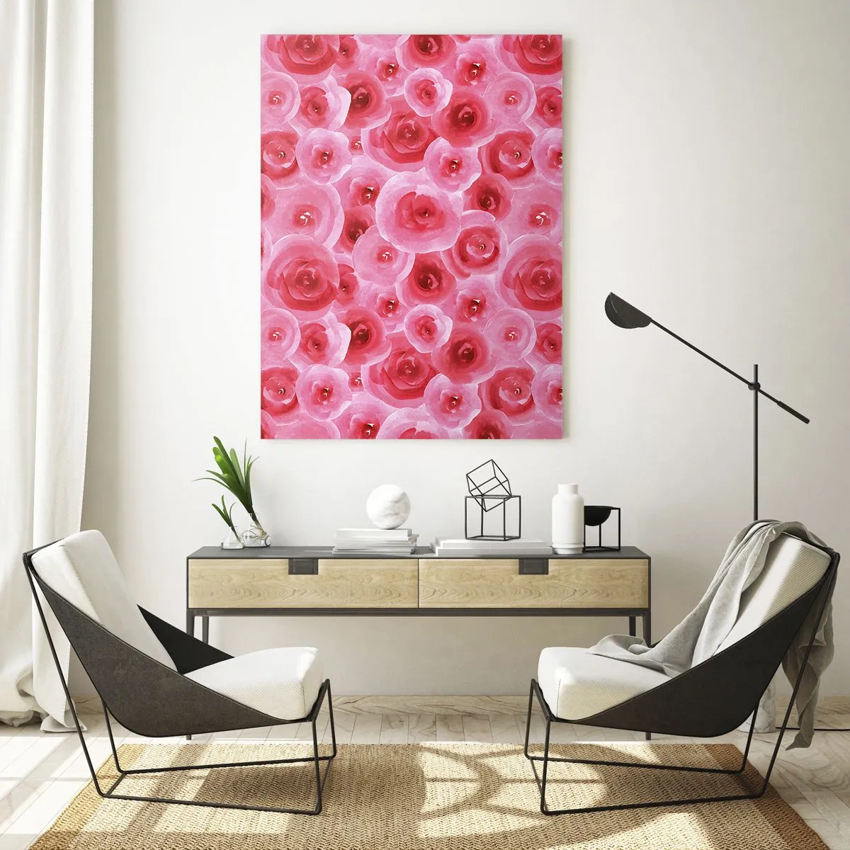 Obraz na skle - Růže dole i nahoře - 50x70 cm