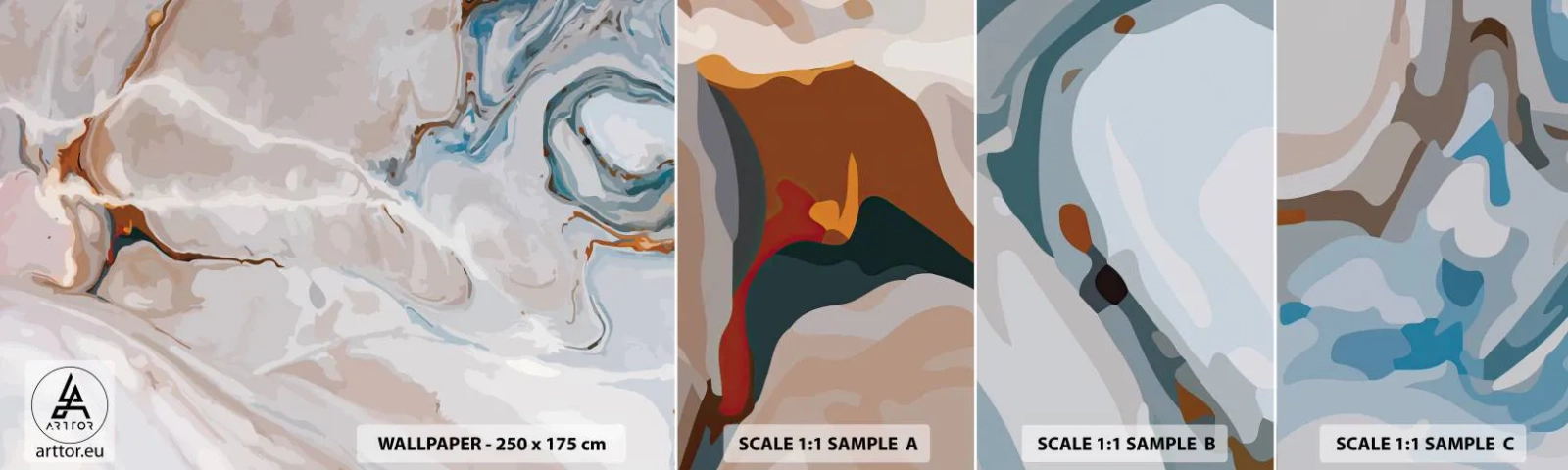 Fototapeta Vzorek Standard Eco - Modré meandry pod bílou - Abstrakce, Kus, Moderní vzor - 100x30 cm