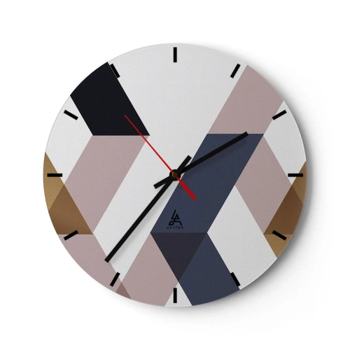 Nástěnné hodiny - Geometrické tvary v odstínech béžové a hnědé - 30x30cm - Roviny a úhly - Moderní nástěnná dekorace do obývacího pokoje, kuchyně a ložnice ARTTOR