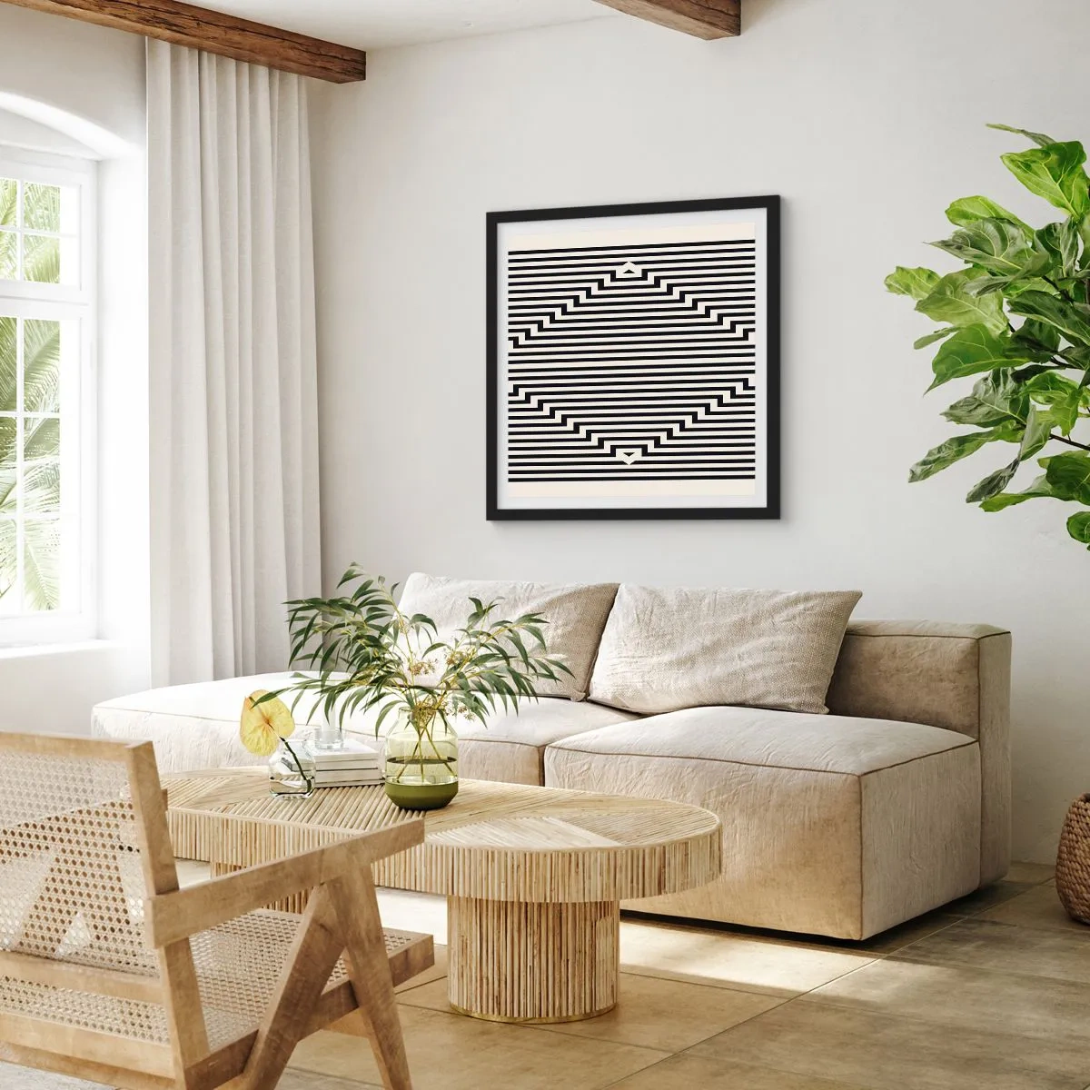 Plakát v černém rámu - Geometrická iluze - 40x40 cm