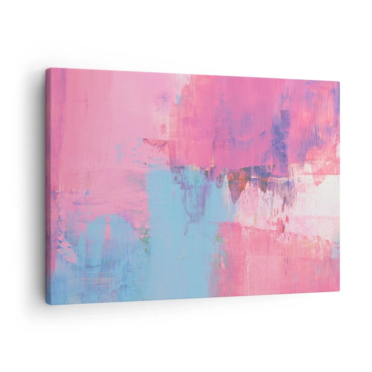 Obraz na plátně - Abstraktní kompozice v růžové a modré barvě - 70x50cm - Růžová, modrá a špetka světla - Moderní nástěnná dekorace do obývacího pokoje a ložnice ARTTOR