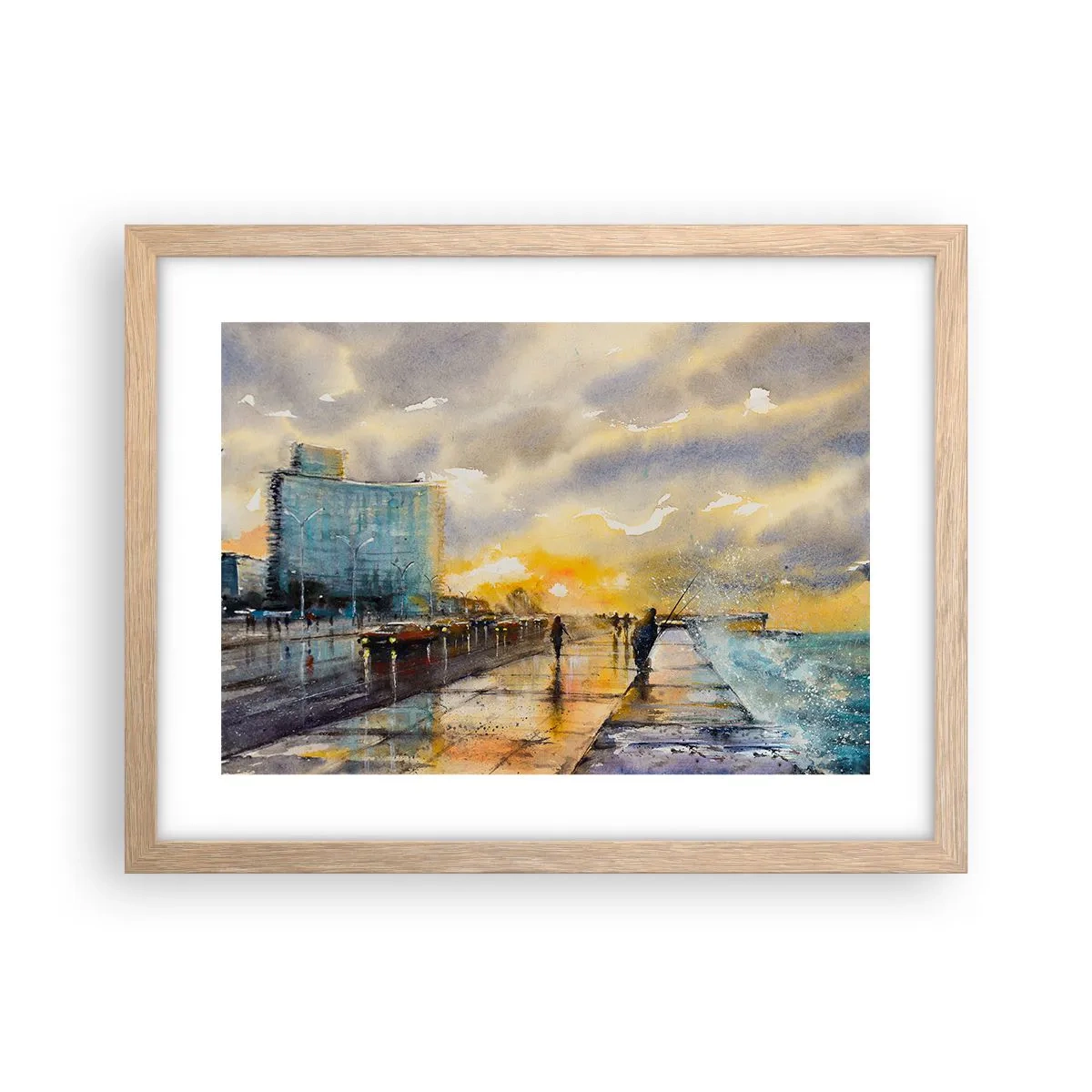 Plakát v rámu světlý dub - Život na pobřeží - 40x30 cm