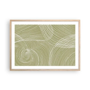 Plakát v rámu světlý dub - Mistrovská abstrakce v bílé - 70x50 cm