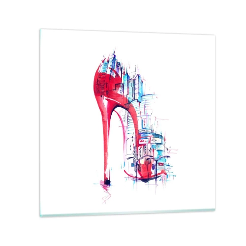 Obraz na skle - Velkoměstská elegánka - 50x50 cm