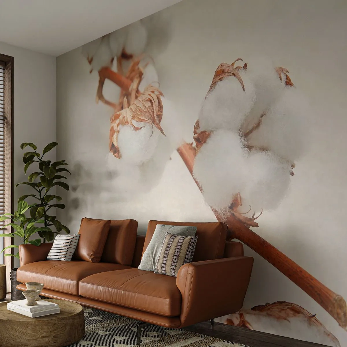 Fototapeta Standard Eco - Jenom objímat - Bavlněný květ, Květ, Bavlněná větvička - 350x256 cm