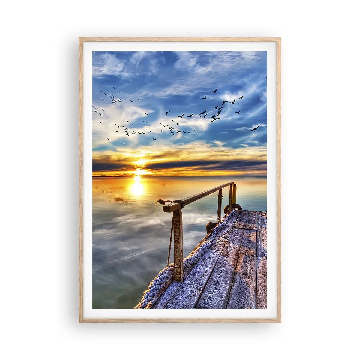 Plakát v rámu světlý dub - Vítr jde odpočívat - 70x100 cm