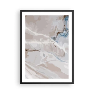 Plakát v černém rámu - Mramorový vzor v jemných béžových a modrých odstínech - 50x70cm - Modré meandry pod bílou - Moderní nástěnná dekorace do obývacího pokoje a ložnice ARTTOR