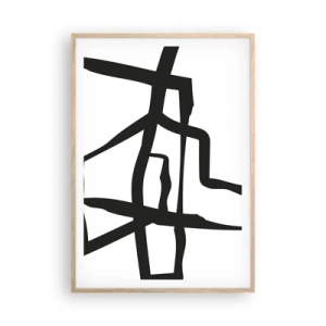 Plakát v rámu světlý dub - Černobílá konstrukce - 70x100 cm