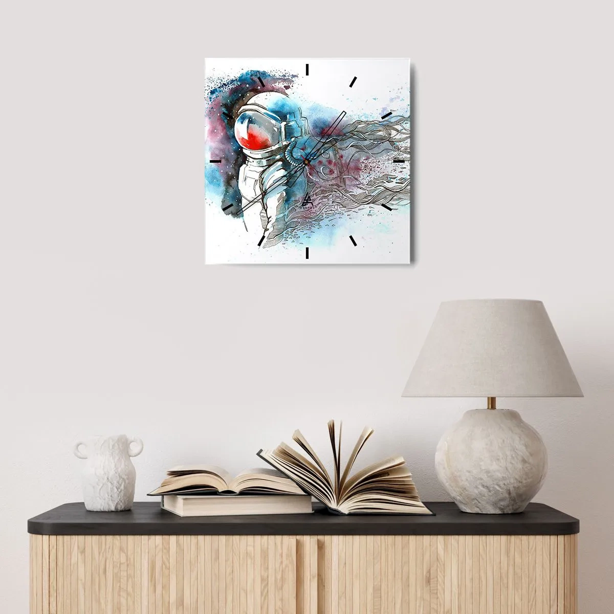 Nástěnné hodiny - Sám s vesmírem - 30x30 cm