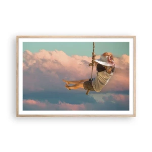Plakát v rámu světlý dub - Hra v oblacích - 91x61 cm