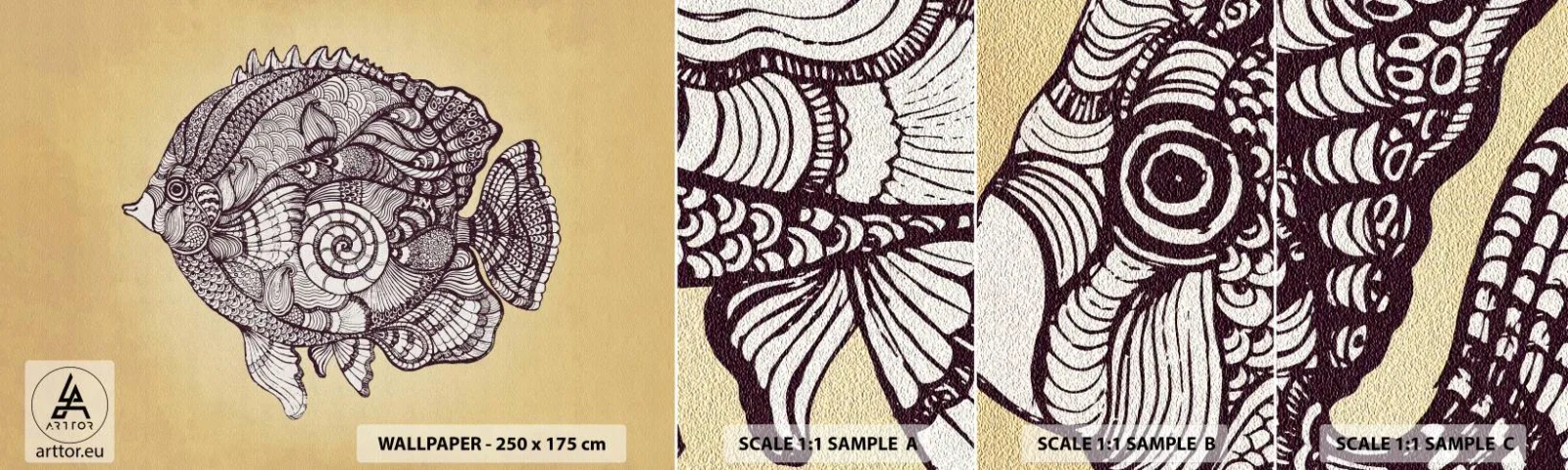 Vzor Fototapety Samolepicí Deluxe Sticker - Z oceánu ornamentů - Ryba, Ornament, Dekorace - 100x30 cm