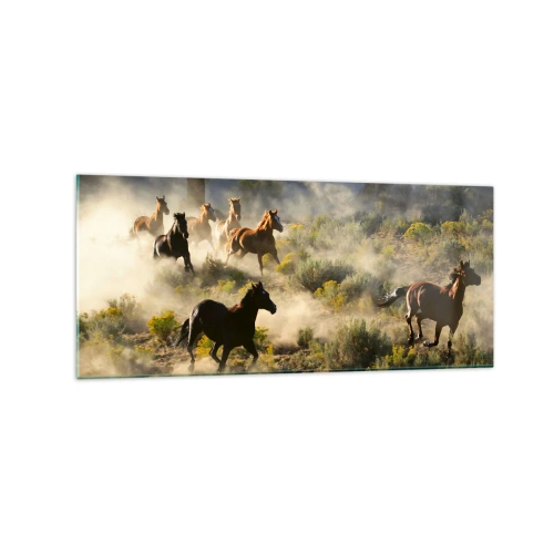 Obraz na skle - Rivalita - svoboda nebo mužská síla? - 120x50 cm