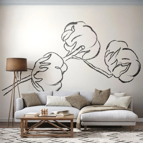 Fototapeta Samolepicí Deluxe Sticker - Bavlněné chmýří - Bavlna, Minimalismus, Obrys - 350x256 cm