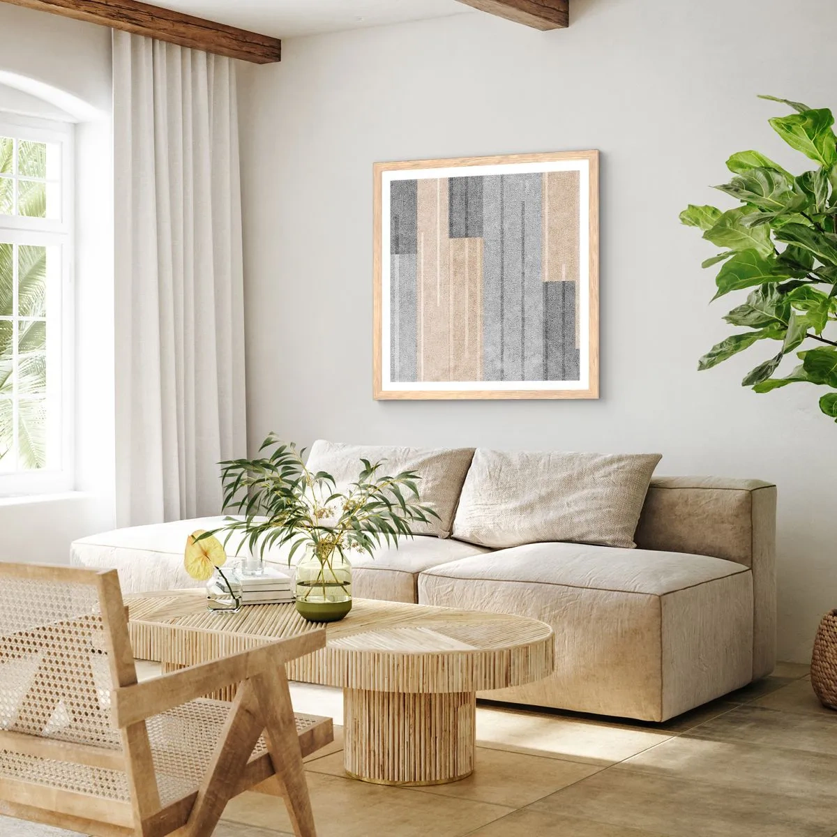 Plakát v rámu světlý dub - Kompozice: drž se - 50x50 cm