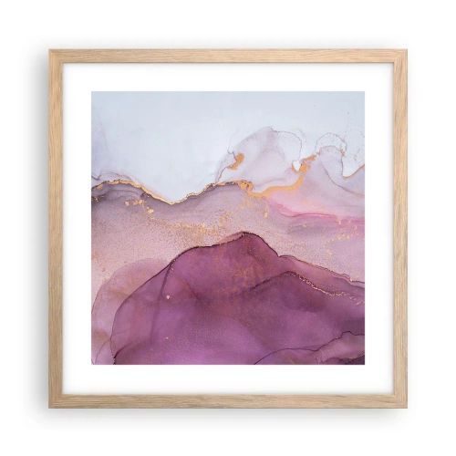 Plakát v rámu světlý dub - Fialové a lilové vlny - 40x40 cm